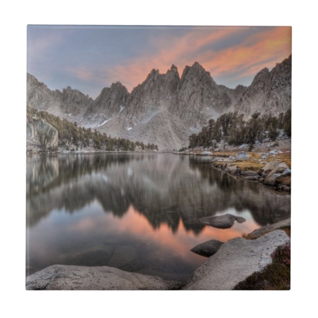 Evening Kearsarge Pinnacles Reflections Tile (Front)