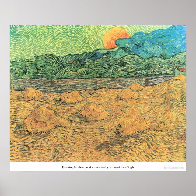 Evening landscape at moonrise by Vincent van Gogh Poster (Front)