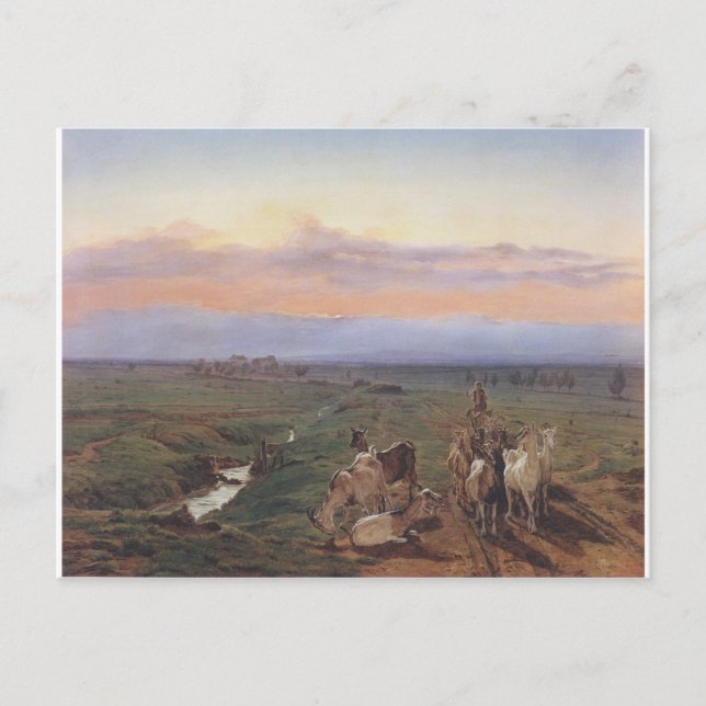 Evening landscape with herd of goats by Ferdinand Postcard (Front)