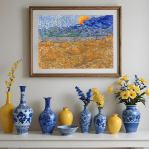 Evening Landscape with Rising Moon by Van Gogh  Poster