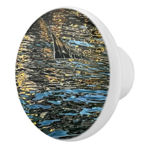 Evening lights on the sea ceramic knob