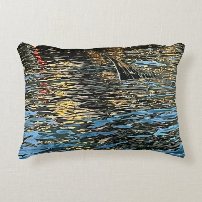 Evening lights on the sea decorative cushion (Front)