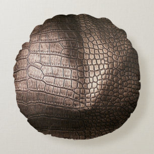 Evening Luxe: Leather Textured Sophistication Round Cushion