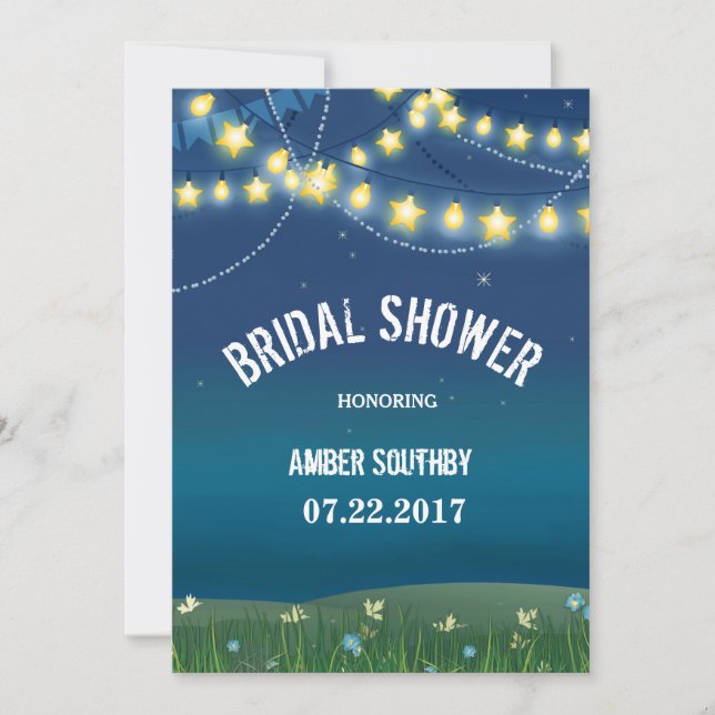 Evening Meadow String Lights Bridal Shower Invitation (Front)