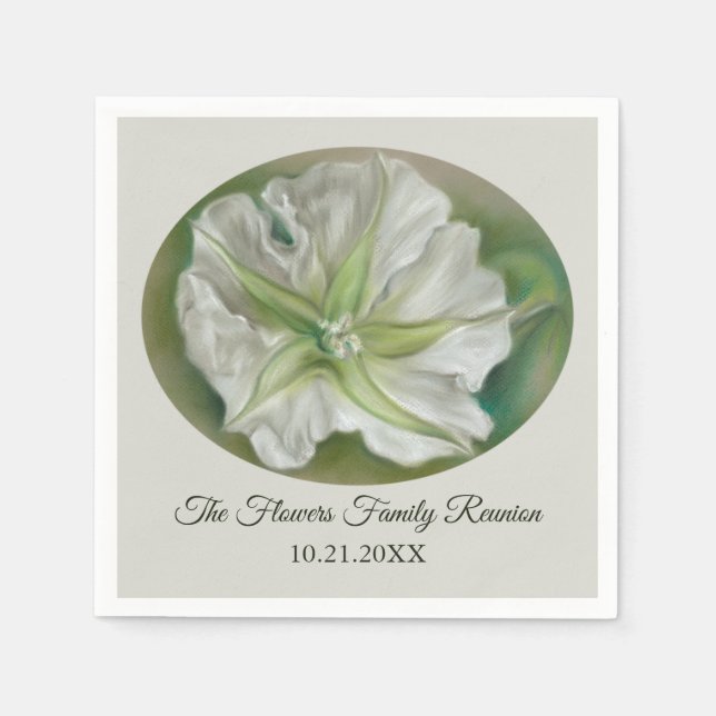 Evening Moonflower Pastel Art Custom Event Napkin (Front)