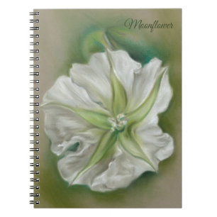 Evening Moonflower Pastel Art Personalised Notebook