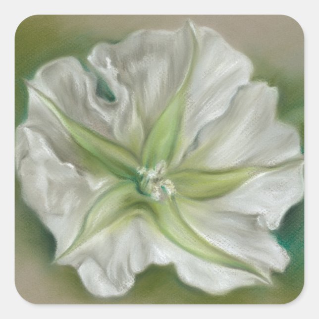 Evening Moonflower Pastel Art Square Sticker (Front)