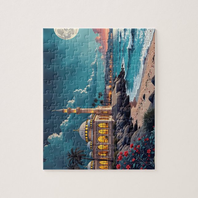 Evening Mosque near Sea Jigsaw Puzzle (Vertical)