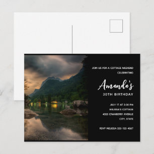 Evening Mountain Lake Photograph Birthday Invitation Postcard