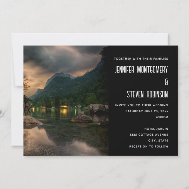 Evening Mountain Lake Photograph Invitation (Front)