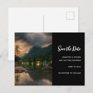 Evening Mountain Lake Photograph Save the Date Invitation Postcard