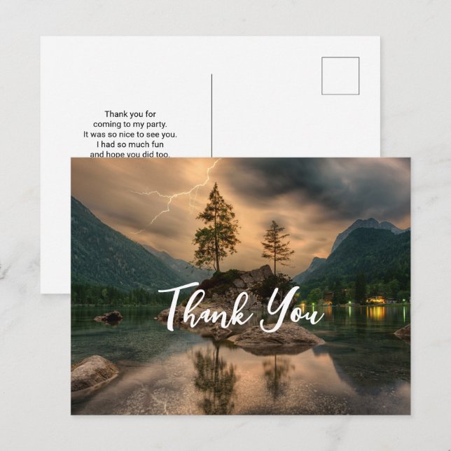 Evening Mountain Lake Photograph Thank You Postcard (Front/Back)