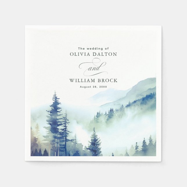Evening Mountains Nature Elegant Wedding Napkin (Front)
