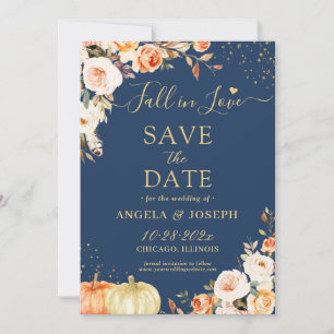 Evening Night Fall in Love Autumn Floral Wedding Save The Date