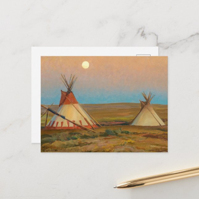 Evening on the Blackfeet Reservation by Dixon Postcard (Front/Back In Situ)