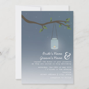 Evening Outdoor Wedding - Mason Jar With Candle Invitation