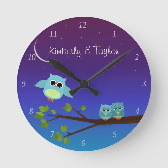 Evening Owls Wall Clock (Front)