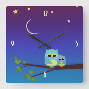 Evening Owls Wall Clock