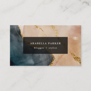 Evening Painted Glamour   Faux Gold and Neutral Business Card