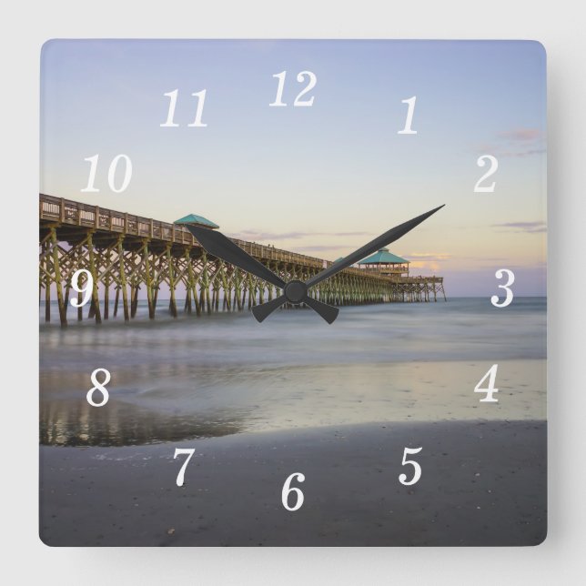  Evening Peace On Folly Beach Wall Clock (Front)