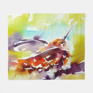 "Evening Perch" Hummingbird Print Fleece Blanket