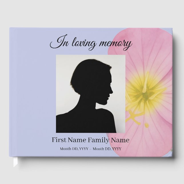 Evening primrose funeral guest book (Front)