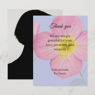 Evening primrose funeral thank you card with photo
