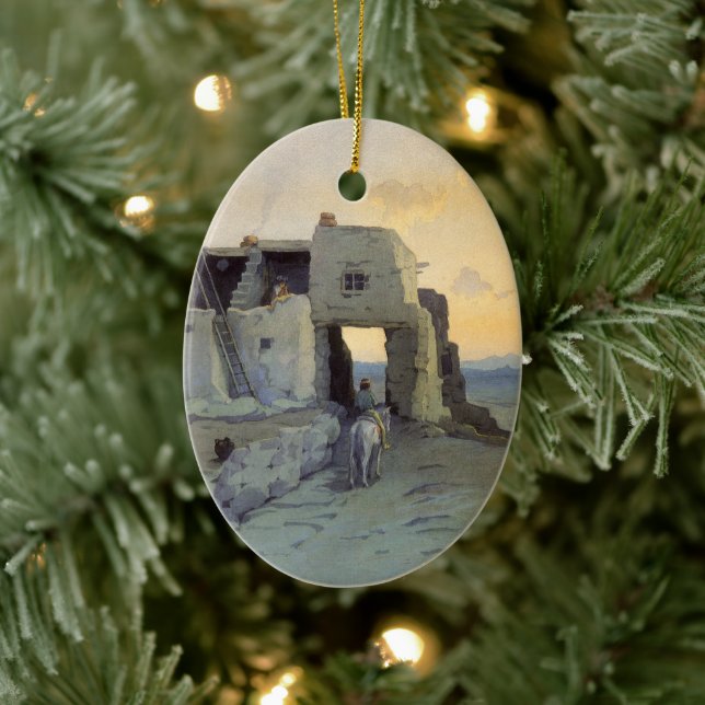 Evening, Pueblo of Walpi by Marion Kavagh Wachtel Ceramic Tree Decoration (Tree)