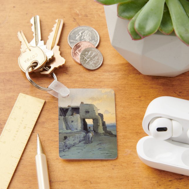 Evening, Pueblo of Walpi by Marion Kavagh Wachtel Key Ring (Desk)