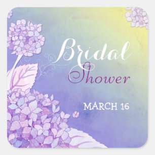 Evening Purple Hydrangeas Bridal Shower Square Sticker