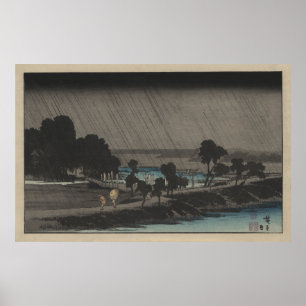 Evening Rain at Azuma Shrine Poster