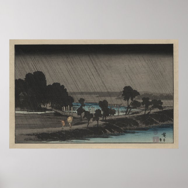 Evening Rain at Azuma Shrine Poster (Front)