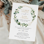 Evening Reception Greenery Geometric Wedding Invitation<br><div class="desc">This elegant and customizable Wedding Reception Invitation features an geometric gold frame adorned with beautiful watercolor greenery foliage & has been paired with a whimsical calligraphy and a classy serif font in gold and gray. To make advanced changes,  please select "Click to customize further" option under Personalize this template.</div>