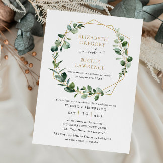 Evening Reception Greenery Geometric Wedding Invitation