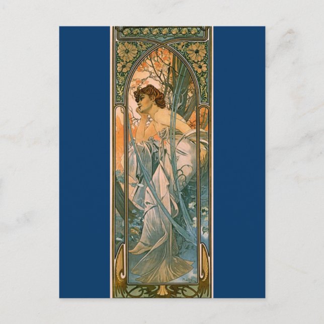 Evening Reverie - by Alphonse Mucha Postcard (Front)