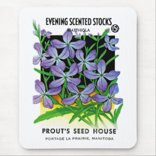 Evening Scented Stocks Seed Packet Label Mouse Mat