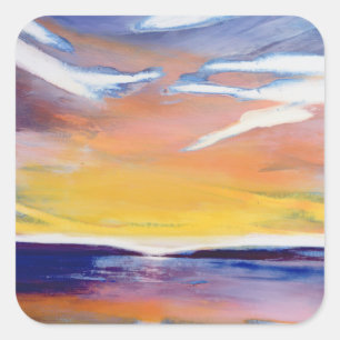 Evening seascape square sticker