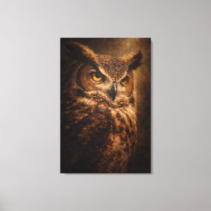 Evening Sentinel Owl Art Stretched Canvas Print