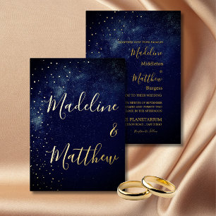 Evening Sky Astral Gold Stars Blue Wedding Foil In