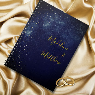 Evening Sky Astral Gold Stars Blue Wedding Notebook