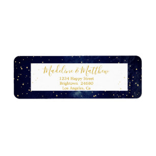 Evening Sky Gold Stars Blue Wedding Monogram