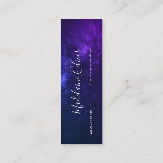 Evening Sky Purple Starry Elegant   Mini Business Card (Front)