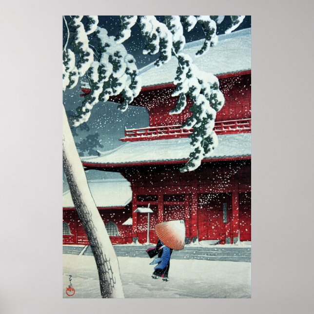 Evening Snow at Edo River Hasui Kawase Circa 1925 Poster (Front)