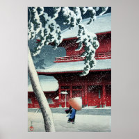Evening Snow at Edo River Hasui Kawase