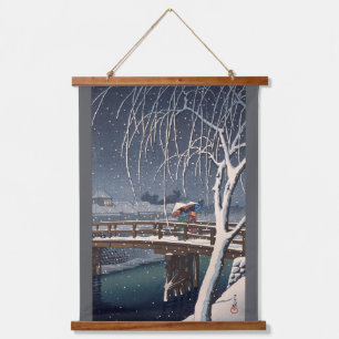 Evening Snow at Edogawa, Hasui Kawase Hanging Tapestry