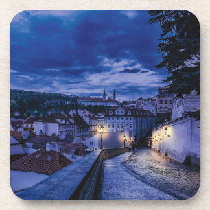 Evening street in Prague Coaster