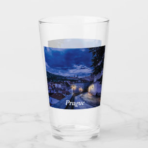 Evening street in Prague Glass