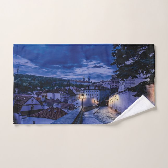 Evening street in Prague Hand Towel (Hand Towel)