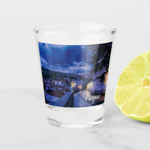 Evening street in Prague Shot Glass