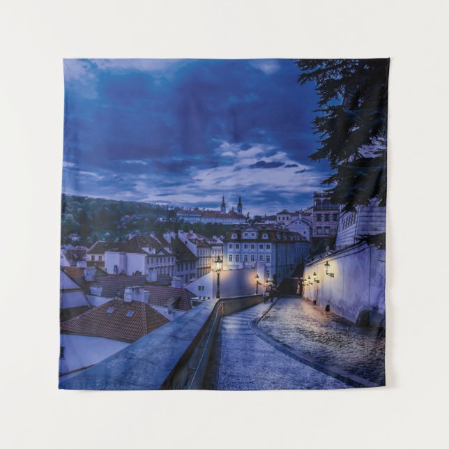 Evening street in Prague Tapestry (Front)